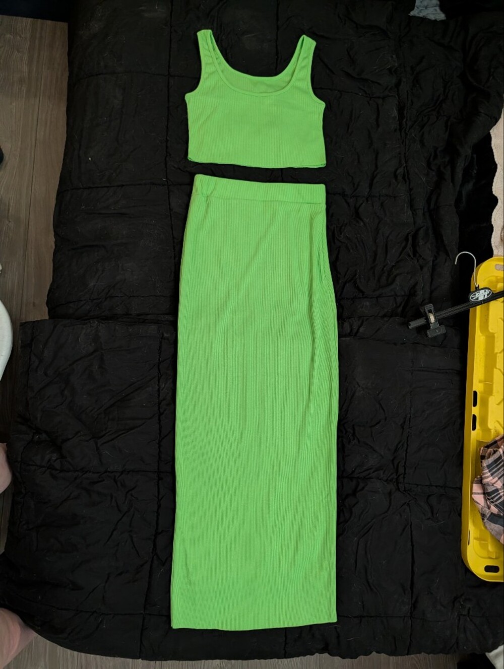 Neon Green Raw Hem Skirt set Size Xs Perfect Condition Never Worn
